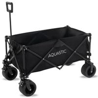 Aquastic - Opvouwbare Kar Caro 90x47x55 cm - Duurzame Transportwagen Met Grote Wielen 127L Voor Strand Tuin En Kamperen Zwart