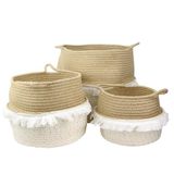 Panier Totally Addict Opbergmand met franjes en goudkleurige vezels, 3 stuks