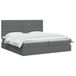 vidaXL LED-bed met opbergruimte en matras, donkergrijs, 200 x 200 cm, met stoffen bekleding