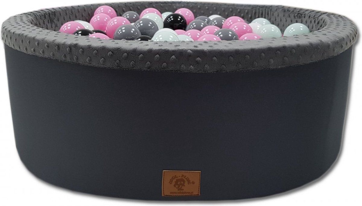 Viking Choice Ballenbak met 200 ballen - roze, wit, grijs & zwart - 90 cm - grafiet