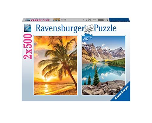 Ravensburger - Zee en bergen, 2 x 500 stukjes, puzzel voor volwassenen