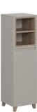 Vicco Elnor Halfhoge kast – 30 x 105.2 cm met uitklapbare wasmand Greige/Eik