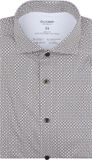 OLYMP Level 5 Overhemd Print Beige - Maat 37 - Heren - Overhemden Formeel