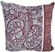 FAN Merkloos Katoenen Kussenhoes 40x40 cm Borduurwerk Paisley Ornament Bordeaux/Wit/Grijs