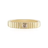 Cavill - Zilveren Ring 925 Sterling Verguld - 0,09 ct Bruine Afrikaanse Diamant - Ronde Briljant - Modern Geribbeld Design - Elegante Damesring