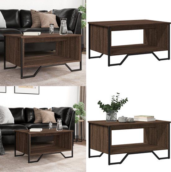 vidaXL Salontafel 75x51x40 cm bewerkt hout bruin eikenkleur