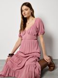 Apricot Maxi-jurk met gelaagde plooien - Pink