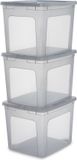 IRIS Clearbox Opbergbox - 30L - Kunststof - Grijs - Set van 3