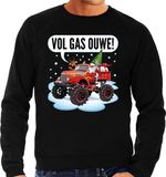 Bellatio Decorations Foute Kersttrui - monstertruck santa - zwart - heren - sweater - kerstborrel kantoor XL