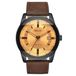 Relic Herenhorloge, driewijzers kwartsuurwerk met siliconen band, roestvrij staal of leer, Bruin Beige