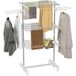 Étendage à linge vertical pliable 142 x 55 x 172 cm avec 3 niveaux réglables, 6 roulettes et structure acier robuste, séchoir grande capacité pour intérieur et extérieur