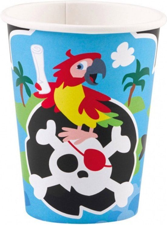 Amscan Feestbekers Piraten 250 Ml 8 Stuks Blauw