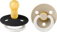 BiBs Glow In The Dark Fopspeen - Rond - 2 Stuks - 6-18 Mnd - Black/Vanilla