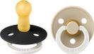 BiBs Glow In The Dark Fopspeen - Rond - 2 Stuks - 6-18 Mnd - Black/Vanilla