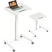 Bureau Debout Réglable En Hauteur, Plateau Inclinable, Roulettes Et Cadre En Acier, 60,5 X 52 X 75-114 Cm, Blanc