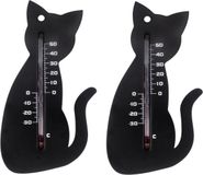 Ubbink Set van 2x thermometer voor binnen en buiten, zwart, kunststof, 15 cm