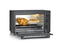 Severin Bak- en toastoven met convectiefunctie, incl. draaispit voor vlees, veelzijdige heteluchtoven met 46 liter inhoud, opbakoven, 100-230 graden Celsius, timer 120 min, 1800 W, zwart, TO 9025