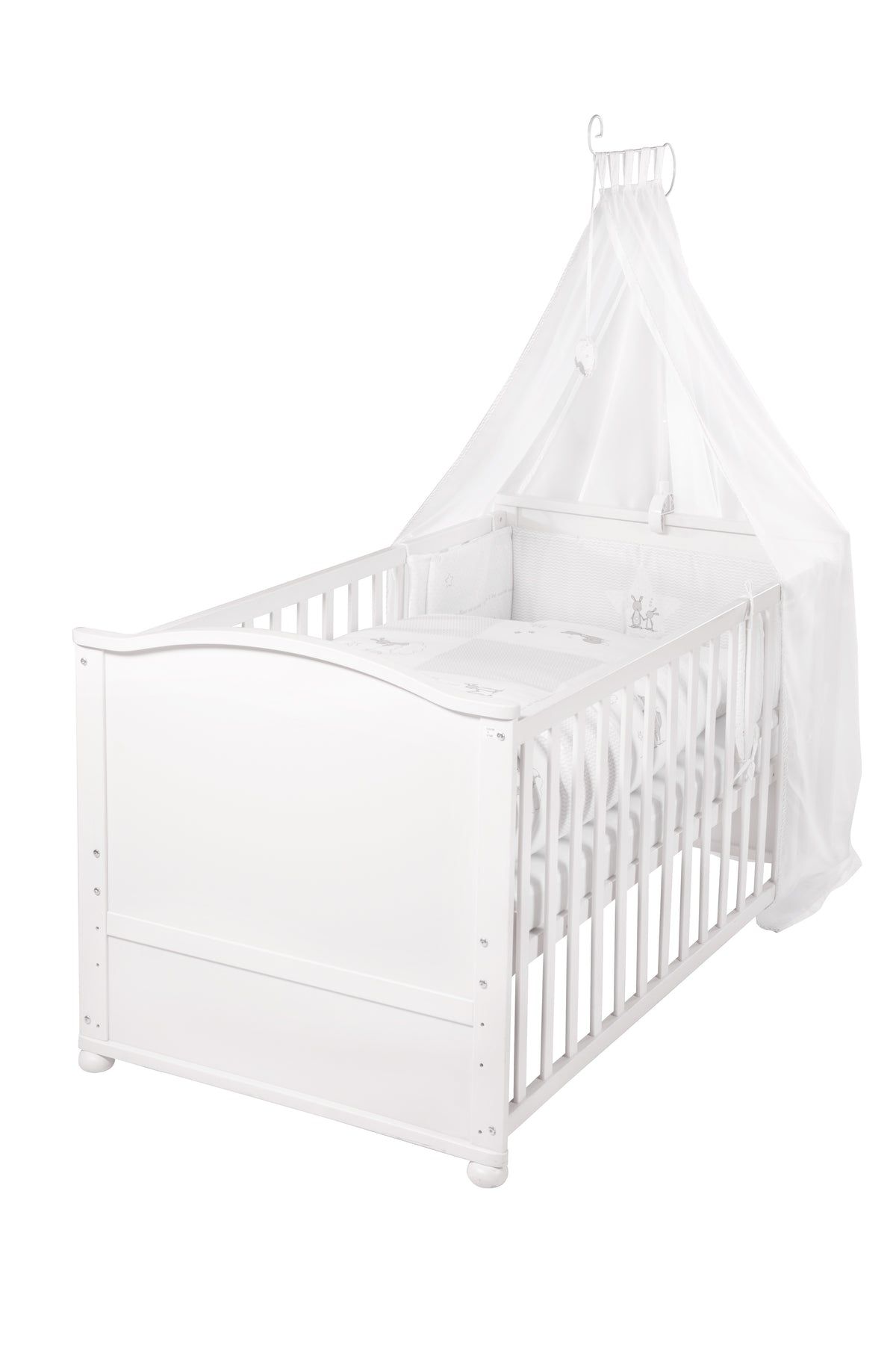 roba Fox & Bunny Baby Cot - White - Cotton, Polyester, Wood - 7 Years