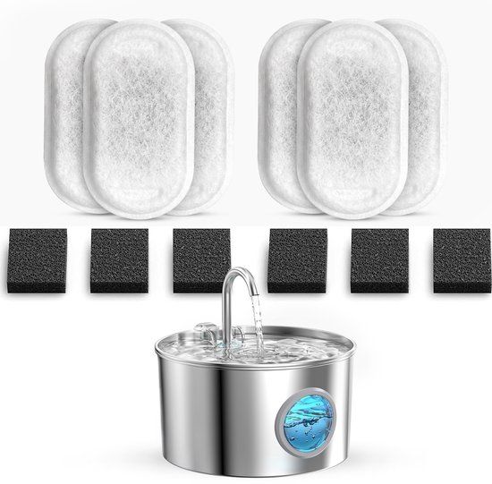 Petsy Drinkfontein RVS 6 stuks - Filters voor Petsy drinkfontein - Hoge kwaliteit - Navullingset 6 stuks - Voor Katten en Honden