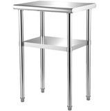 Latios Table de travail en acier inoxydable - Table de préparation gastro - 61 x 45,7 x 91,4 cm - 2 niveaux - Capacité de charge 181,4 kg + 91 kg