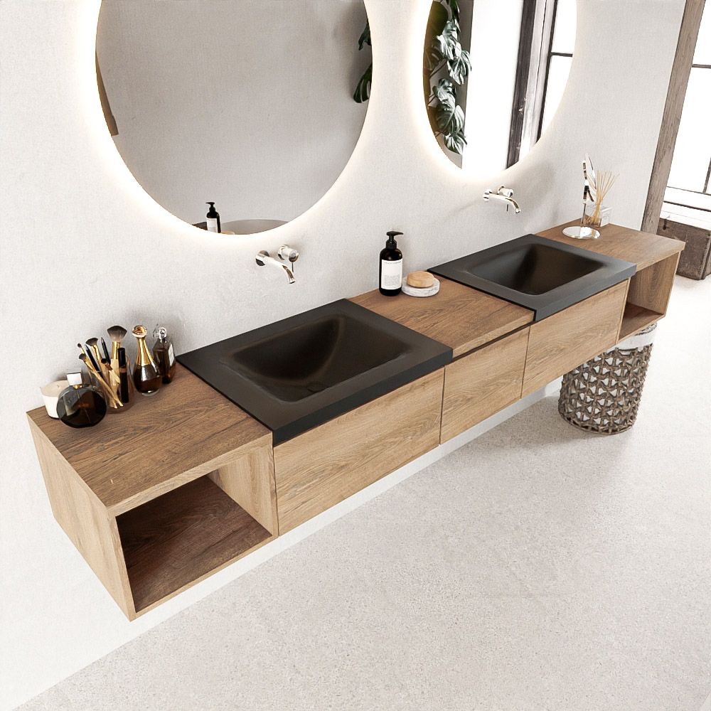 Mondiaz Bukla badmeubel 3 lades 240cm washed oak en urban