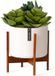 Fox & Fern Plantenstandaard met bloempot, Stijlvolle plantenstandaard hout, Stabiele plant stand, Plantenstandaard van duurzaam hout, Bloempot standaard van acaciahout, Plantenstandaard modern