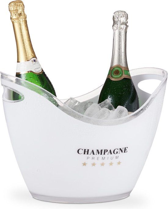 Relaxdays Champagnekoeler - 6L - Wit - IJsemmer - Wijnkoeler