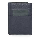 Pepe Jeans Checkbox Verticale portemonnee met portemonnee, blauw, 8,5 x 10,5 x 1 cm, leer