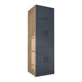 Roomart DORA-II Wasmachine Ombouwkast 70x230 cm met Opzetkast - Antraciet Eiken