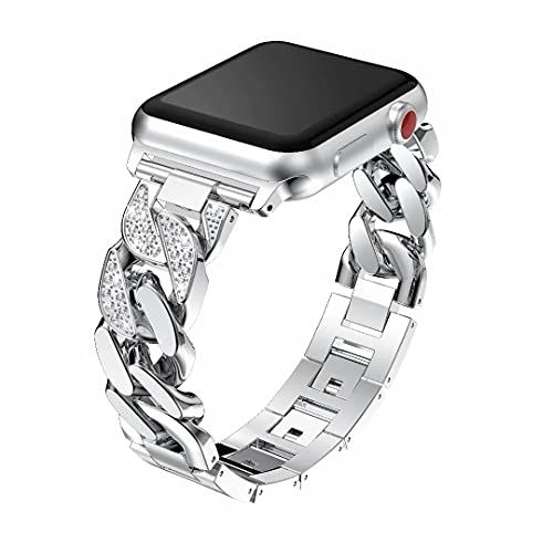 MDJYMYZ Vervanging Strap Compatibel met Apple Watch 40mm SE Strap Glitter Vrouwen, Diamond Rhinestone Roestvrij Staal Metalen Polsband Band Sieraden Bangle Compatibel met iWatch 38mm 40mm Serie 6/SE/5/4/3/2/1