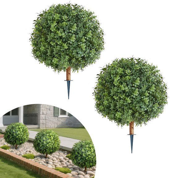 VEVOR Kunstmatige Buxusbomen met Grondpen, Set Van 2, 559 Mm Kunstplant