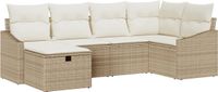 vidaXL Bankstel met kussen met opslag Beige en Crème poly rattan