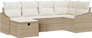 vidaXL Canapé avec coussin avec rangement Beige et Crème poly rotin