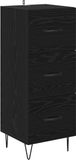vidaXL Dressoir - Zwart - eiken - 34 x 34,5 x 90 cm - Bewerkt hout