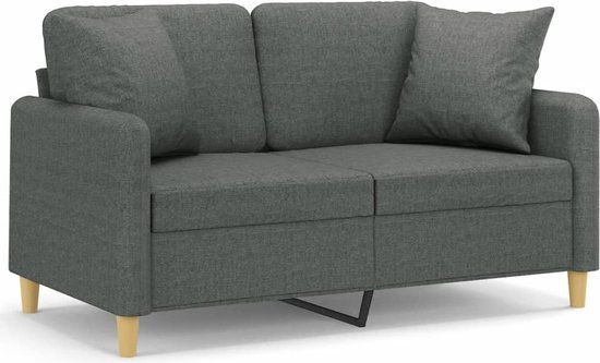 vidaXL Tweezitsbank met sierkussens 120 cm stof donkergrijs