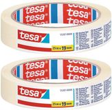 Tesa Set van 2x Afplaktape/schilderstape 19 mm x 25 m - Verf afplakband/tape - Maskeertape