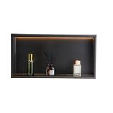 VEVOR Douche-niche, 33 x 63,5 x 10,2 cm inbouwnis met LED-strip, zware roestvrijstalen moderne shampoo-opbergorganizer, waterdicht, duurzaam en eenvoudig te installeren, zwart voor badkamer