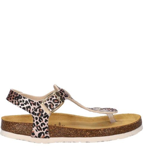 Nelson Kids imitatieleren sandalen met panterprint - beige/zwart