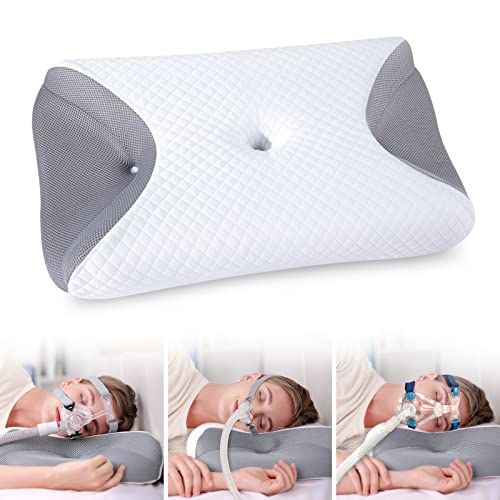 HOMCA CPAP-kussen van traagschuim, vermindert de druk van het gezichtsmasker en luchtlekkage, kussen om aan de zijkant te slapen voor de meeste CPAP-maskers, 65 x 40 x 9/11 cm