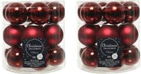 Decoris Petites boules de Noël - 36x pc - rouge foncé - D4 cm - verre - décoration de Noël