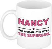 Bellatio Decorations naam cadeau mok - Nancy - Woman Myth Supergirl - koffiemok - 300 ml - collega - moederdag