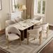HAUSS SPOLE Chaise de salle à manger Set de 6 Avec accoudoirs En aspect bois Pieds en métal Beige Lin