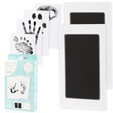 Pearhead Set met handafdrukken en voetafdruk voor pasgeborenen - No Mess Clean-Touch inktkussen met indrukkaarten, veilig voor de huid, perfect aandenken voor gezin, zuurvrij, vlekbestendig, zwart, 2