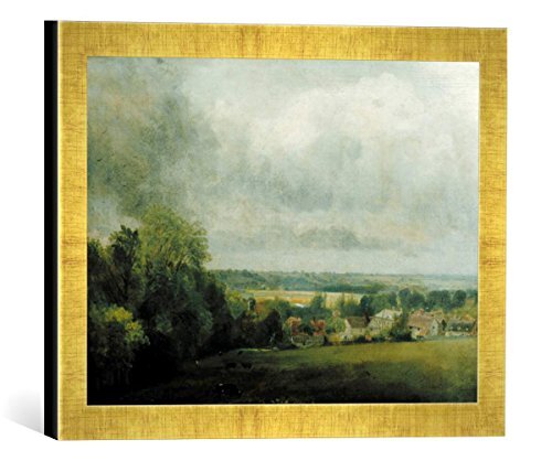 kunst für alle Ingelijste foto van John Constable"Higham Village am Flusse Stour", kunstdruk in hoogwaardige handgemaakte fotolijst, 40x30 cm, goud raya