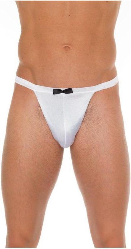 Rimba Amorable - Witte Herenstring met Zwart Vlinderstrikje - Butler Look - One Size