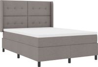 vidaXL LED Box Spring Bed with Headboard Taupe 140 x 190 cm Fabric