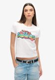 Superdry Cali Sticker T-shirt Dames Winter White Slub S