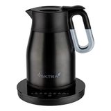 Vektra VEK-1504 Vacuüm geïsoleerde waterkoker met temperatuurinstelling 1,5 L roestvrij staal dubbelwandig EU-stekker, thermoskan 2-in-1 met drukknop BPA-vrij - metallic zwart