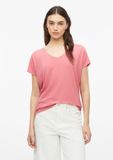 s.Oliver - Jersey shirt met V-hals en korte mouwen - Koraal - Maat 36