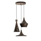 Opviq Industriële kroonluchter met metalen behuizing, in hoogte verstelbaar 45-135 cm, antieke afwerking, 3 x E27-fittingen, Ø 45 cm, ideaal voor moderne ruimtes
